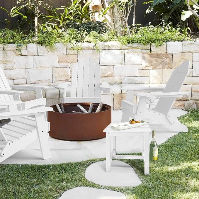 GARDENSTAR Adirondack Square Side Table,one-Tier Outdoor end Table, Patio Side Table for Pool,Porch,Backyard,Relaxing Companion (White) - Image 6