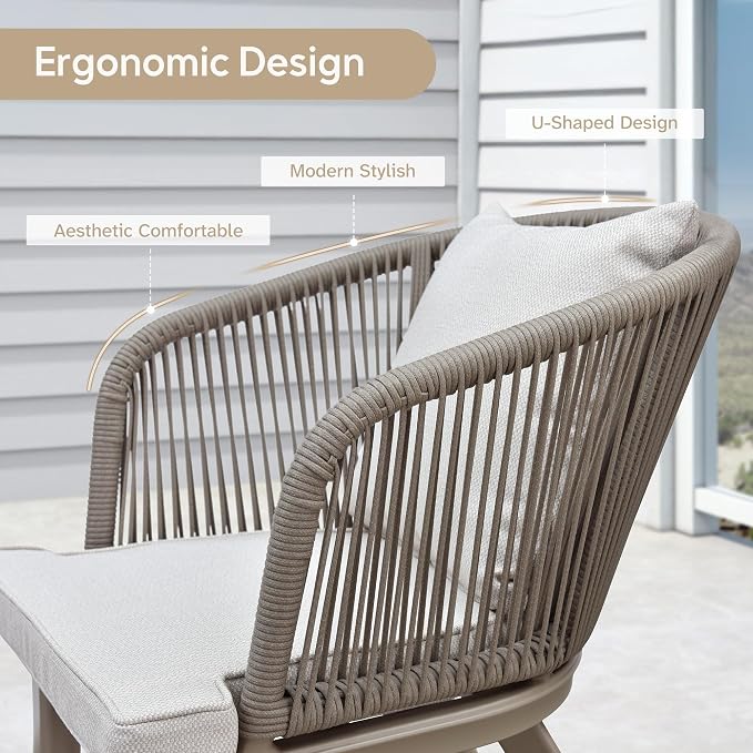 PURPLE LEAF 14 Pieces Patio Dining Set Wicker Outdoor Furniture Oversize Rectangular Table and Chairs Set for Garden Deck Aluminum Frame Backyard Kitchen Set, Cushions and Pillows Included Champagne - Image 4