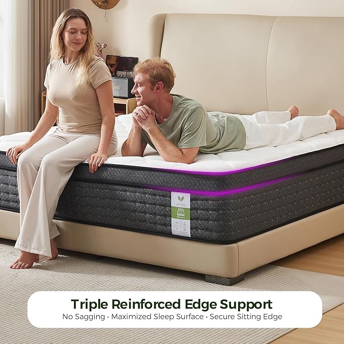 12 Inch King Mattress in a Box: Hybrid Memory Foam King Size Mattress for Pressure Rrelief, Medium Firm King Bed Mattress with Zoned Pocket Coils for Responsive Support & Motion Isolation, 80"X76"