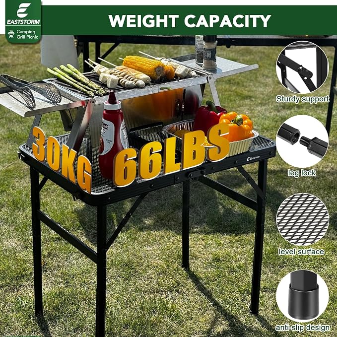 E EASTSTORM Folding Picnic Table for Grill Outdoor Camping Table with Portable Mesh Bag, Compact & Foldable for Easy Storage - Great for Picnic, Garden, Patio, Dining, BBQ, Party, Market 2Ft - Image 3