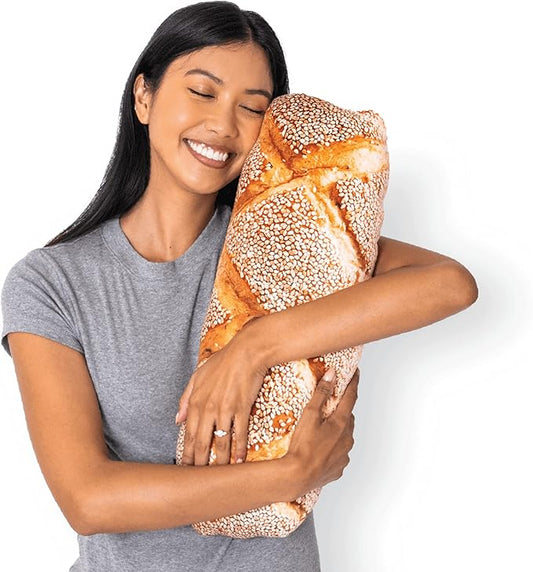 Much Comfort 22" 3D Seeded Baguette Throw Pillow - Made with Super Soft, Ultra Premium Fabric - Cute, Comfortable, Plush, Stuffed, French Bread, Toast Cushion for Home Decor - Best Funny Gift - Medium