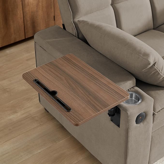 Eafurn Convertible Sleeper Sofa Bed with 360° Swivel Table & USB Ports, Tufted Chenille Loveseat Pull-Out Couch with Storage Armrest & Cup Holders, 6-Level Adjustable Backrest