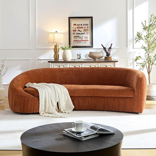 92.13" Modern Curved Shaped Sofa, Comfor Upholstered Fabric 4-Seat Couch for Living Room and Apartment, No Need to Assembly,Orange
