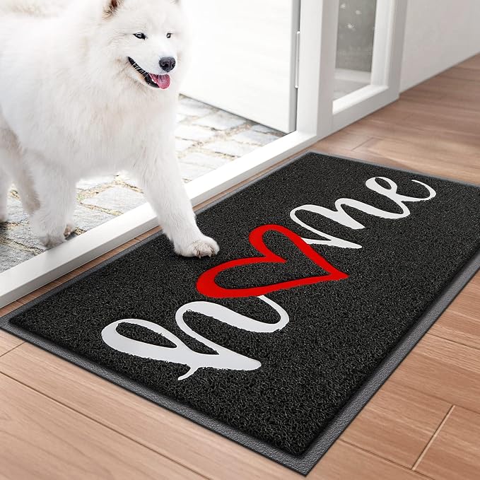 BeneathYourFeet Door Mat, Welcome Mat Low Profile Floor Mat Front Doormat Indoor and Outdoor Doormat Non Slip Rugs for Entryway, Patio, High Traffic Areas (30"x17.5", Black-Home) by BeneathYourFeet