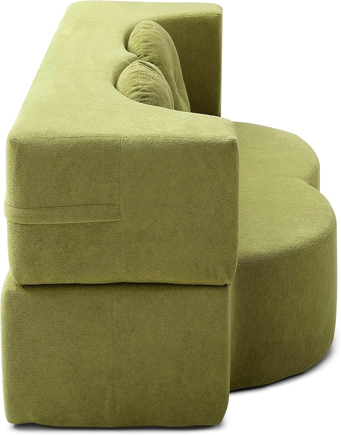 KEIKI 2-in-1 Folding Sofa Bed with Pillow, Queen Sleeper Sofa, Floor & Futon Loveseat Couch, Foam Folding Mattress for Living Room, Guest Use, Office, Apartment, No Assembly Required, Green