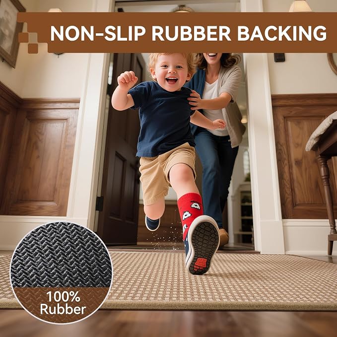 Front Door Mat 24''x35'', Absorbent Dirt Resist Washable Non Slip Low-Profile Indoor Doormat, Easy Clean Entryway Welcome Door Mats, Brown - Image 8