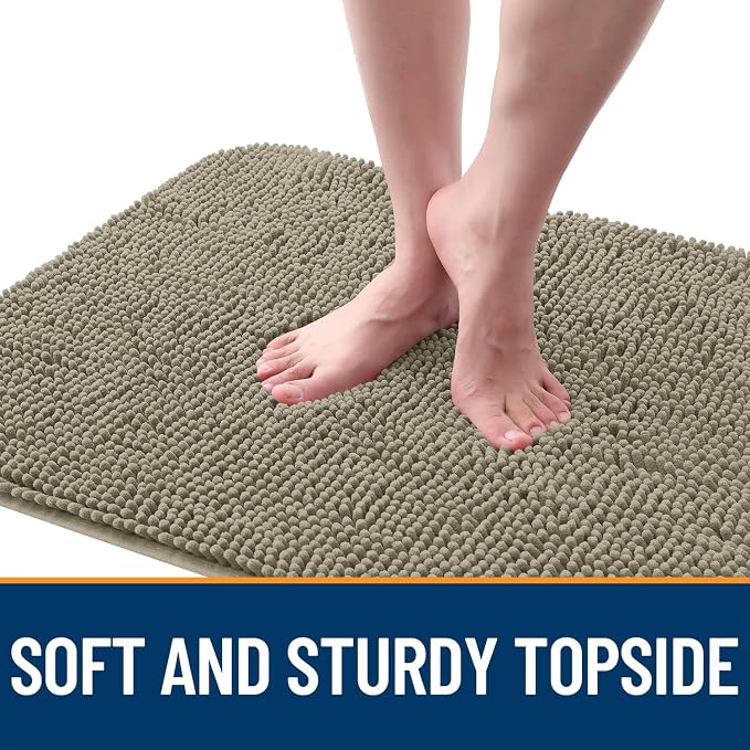 OLANLY Dog Door Mat for Muddy Paws 40x24, Absorbs Moisture and Dirt, Absorbent Non-Slip Washable Doormat, Quick Dry Chenille Mud Mat, Entry Indoor Entryway Carpet for Inside Floor, Warm Taupe - Image 4
