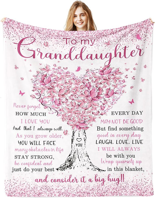 Granddaughter Gifts from Grandma, Gift for Granddaughter, Great Granddaughters Gift, Birthday Gifts for Grand-Daughter Blanket 60"x 50", Presents from Grandpa