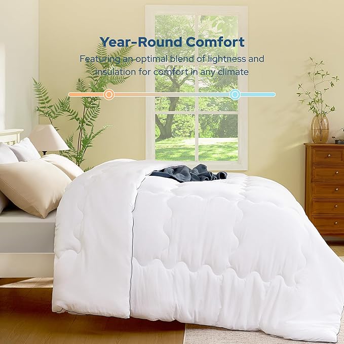 BEDLORE Queen Comforter Duvet Insert - All Season Down Alternative Quilted Bedding, Ultra Soft Lightweight with 4 Corner Tabs, Machine Washable Queen Size Bed Comforter, White 88 x 88 Inches