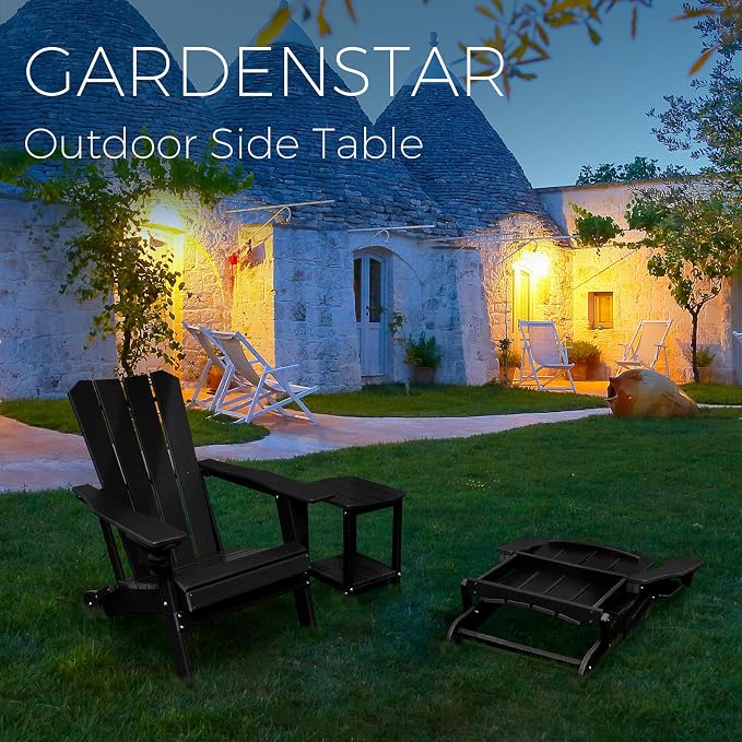 Adirondack Square Outdoor Side Table,2-Tier Storage Patio Side Table, HDPE End Tables for Backyard Pool Porch Garden Lawn - Image 7