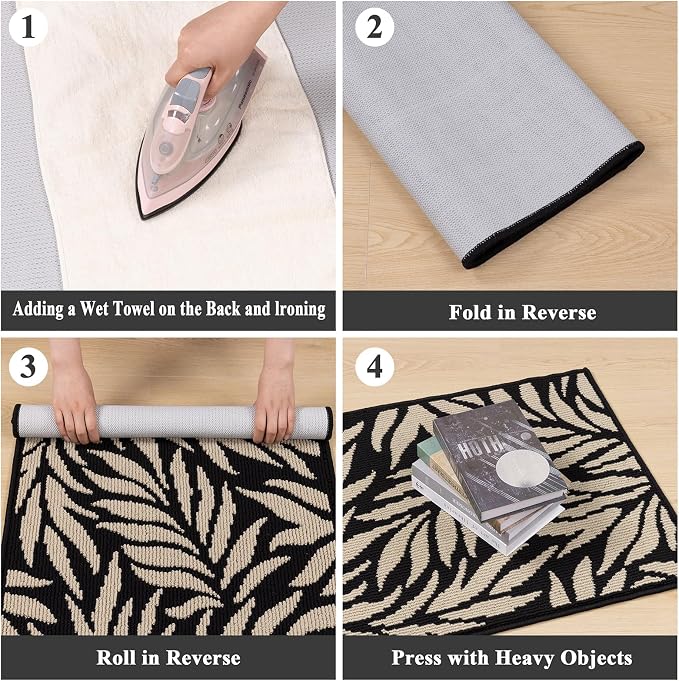 Ileading Indoor Door Mat 2x3ft, Absorbent Dog Muddy Paws Mats, Low-Profile Leaves Small Entrance Runner Carpet with Non-Slip Rubber Backing, Washable Inside Welcome Mat for Hallway,Kitchen (Black) - Image 9