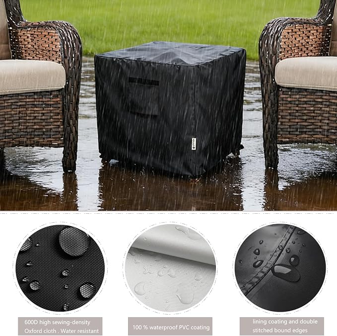 Patio Ottoman Cover,25W x 25D x 18H inch,Waterproof Square Patio Small Side Table Cover,Suitable for 3-Piece Outdoor Wicker Patio Bistro Set Side Table - Image 4