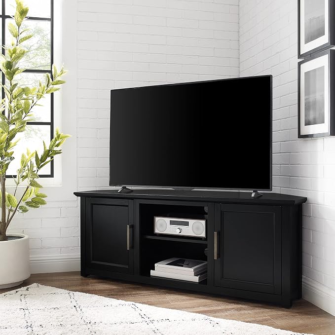 Crosley Furniture Camden Corner TV Stand for 65+ inch TVs, Entertainment Center with Storage Shelves, Black - Image 7