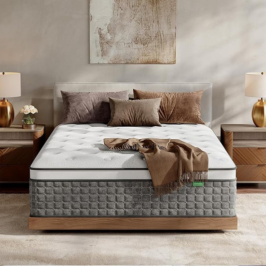 California King Mattress, Medium Firm Cali King Mattress 12 Inch - Memory Foam & Pocket Springs for Back Pain Relief, Fiberglass Free, Motion Isolation, CertiPUR-US & Oeko-TEX Certified