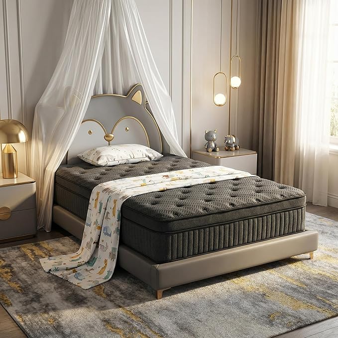 14″ Twin Hybrid Mattress – Cooler, Quieter & Deeper Comfort, Airflow Foam + Pocket Coils, 2″+ Plush Cushion, Heavy-Duty Support, CertiPUR-US, Fiberglass-Free, Mattress in a Box