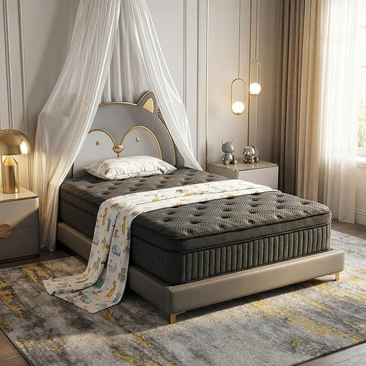 12″ Twin Hybrid Mattress – Balanced Support & Comfort, Cooling Breathable Foam + Pocket Coils, Motion Isolation, Reinforced Edges, CertiPUR-US, Fiberglass-Free, Mattress in a Box