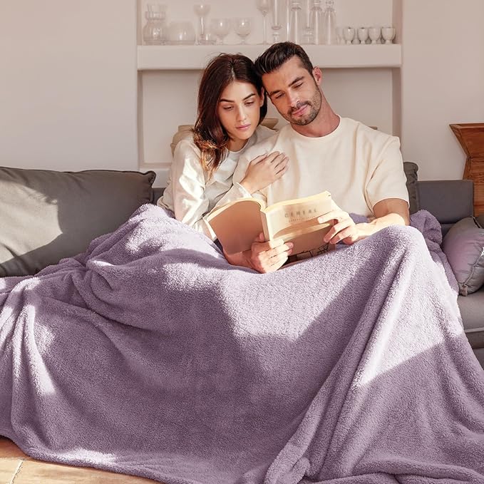 Exclusivo Mezcla Soft Fleece Throw Blanket for Couch, Super Soft Velvet Plush Fleece Blankets, Fuzzy Cozy and Warm for Winter, 50x60 Inches, Grayish Purple