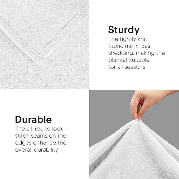 Utopia Bedding Fleece Blanket Queen Size White (90x90 Inches) Ultra Soft Warm Lightweight Microfiber Breathable Anti-Static Cozy Bed Blanket, All-Season Home Decor Gift for Men & Women