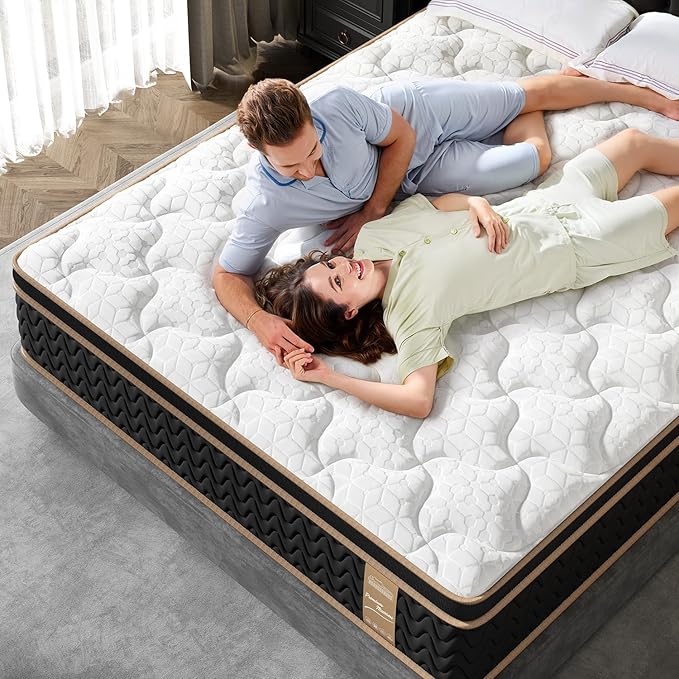 Firm King Mattress 10 Inch, Cooling Hybrid Bed in a Box, 7-Zones Individual Pocket Spring, Motion Isolation, Targeted Hip/Shoulder/Lumbar Support, Fiberglass-Free, 365-Night Trial, CertiPUR-US