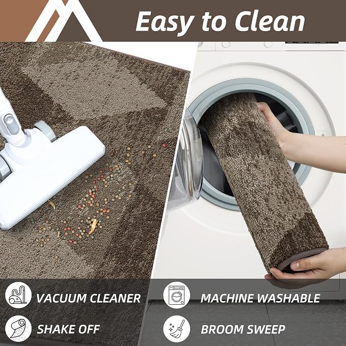 COSY HOMEER Entryway Rugs Doormat 20"x32", Non-Slip Absorbent Polyester, Washable Rugs for Front Door, Dirty Paws & High Traffic Areas, Brown - Image 6