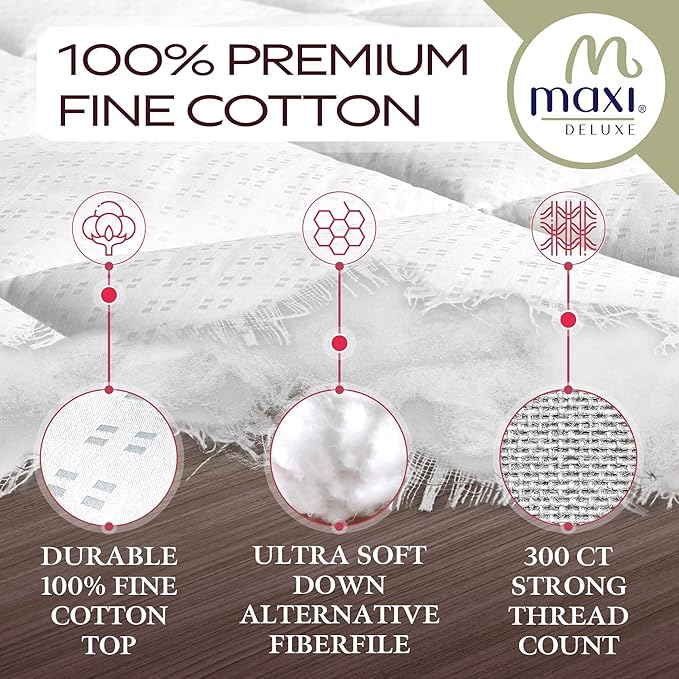 MAXI RV Size (48 x 75) Mattress Pad - Luxurious Cotton Sateen Mattress Protector - Soft, Comfortable, & Breatheable Mattress Cover - Mattress Pad Protects Mattress from Dust, Dirt, Spills, and Stains