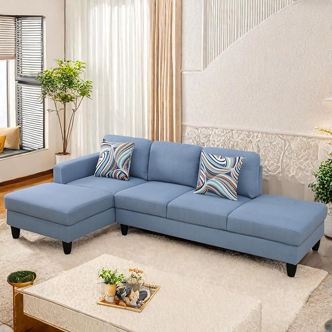 Sectional Couches for Living Room Furniture Sets, 4 Seat Modular Sectional Sofas for Living Room Set with Removable Chaise, L Shaped Couch Set with 2 Armrest for Apartment, Black