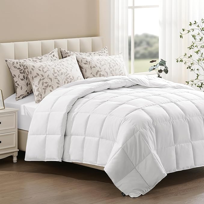 ACCURATEX Super King Lightweight Duvet Insert 120x120 - Summer Bedding Comforter - 250GSM Filled Thin Duvet - Soft & Breathable, Quilted Comforters with 8 Tabs,White, Super King