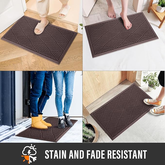 HIYARD Sturdy Front Door Mat, Absorbent Muddy Dirt Resist Welcome Door Mats Outdoor Indoor, Stain and Fade Resistant, Non-Slip Rubber Backing Low Profile Doormat for Entryway, 72×24, Coffee - Image 5