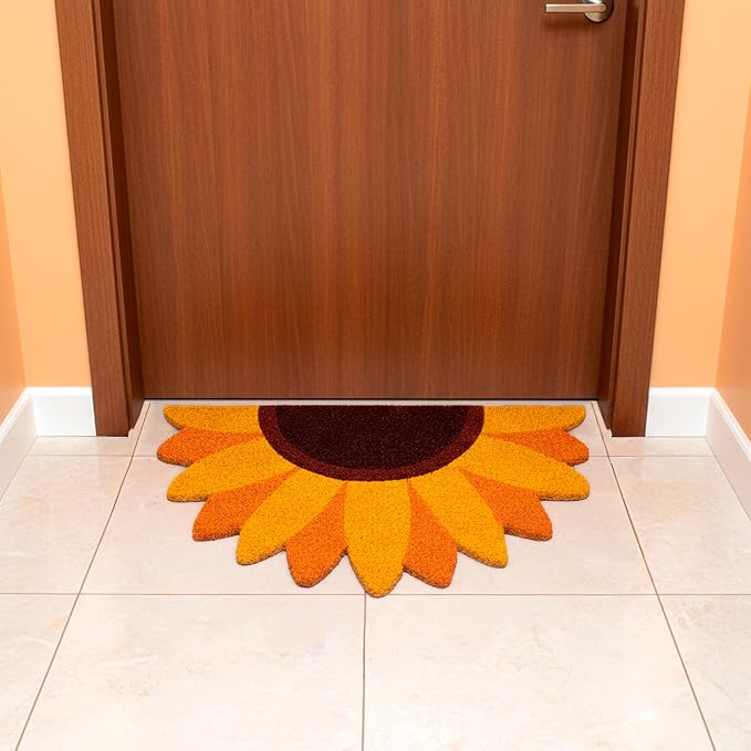Fisura – Doormat Outdoor Entrance, Outdoor mats for Front Door, Welcome mat. Made of Coconut Fiber with Non-Slip PVC Base, Doormat Hand-Painted, 30x18 inches. (Sunflower) - Image 4