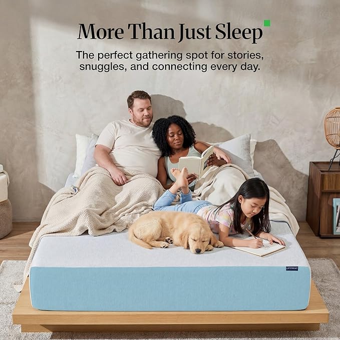 LIFEMENT Queen 10 Inch Cooling Green Tea Memory Foam Mattress in a Box | Medium Firmness, Guest Bed, Fiberglass Free, CertiPUR-US & Oeko-TEX Certified Foam, 80''L x 60''W