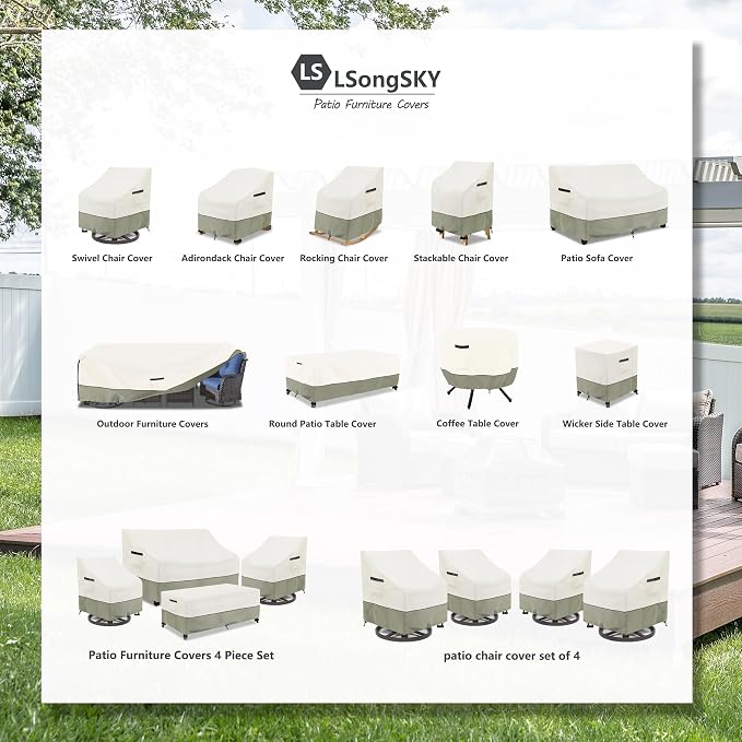 Outdoor 2-Seater Loveseat Cover,Patio Sofa Covers Fits up to 58W x 32.5D x 31H Inches,100% Waterproof Heavy Duty Patio Furniture Covers,Beige & Gray-Green - Image 2