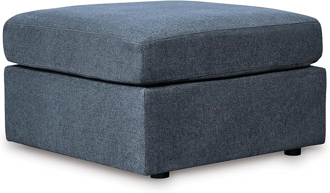 Signature Design by Ashley Modmax Contemporary Stain Resistant Square Oversized Accent Ottoman with Non-Skid Legs, Blue