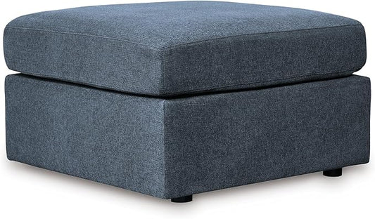 Signature Design by Ashley Modmax Contemporary Stain Resistant Square Oversized Accent Ottoman with Non-Skid Legs, Blue