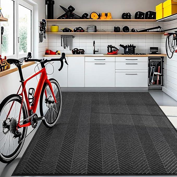 5′ x 7′ Heavy Duty Front Door Mat Indoor Outdoor Entrance, Large Non-Slip All Weather Commercial Floor Mat for Entryway, Low Profile Waterproof Industrial Rug for Garage (Charcoal Grey) by ZPAIAreaFloorProtector