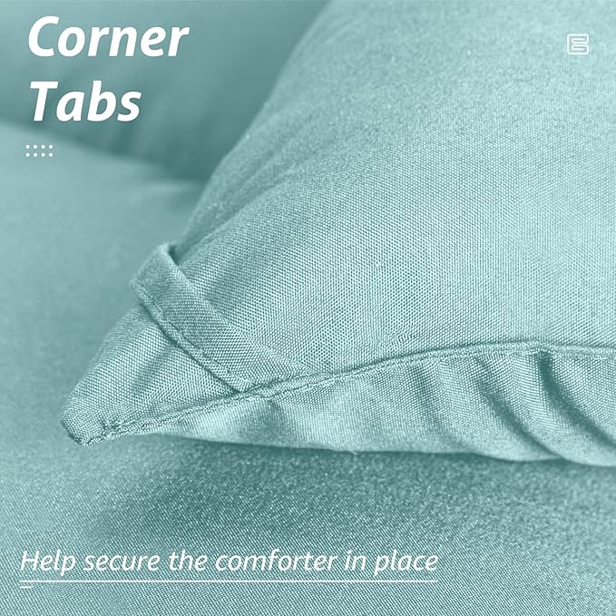 HYLEORY All Season California King Size Bed Comforter - Cooling Down Alternative Quilted Duvet Insert with Corner Tabs - Winter Warm - Machine Washable - Turquoise,Cal King(96*104)