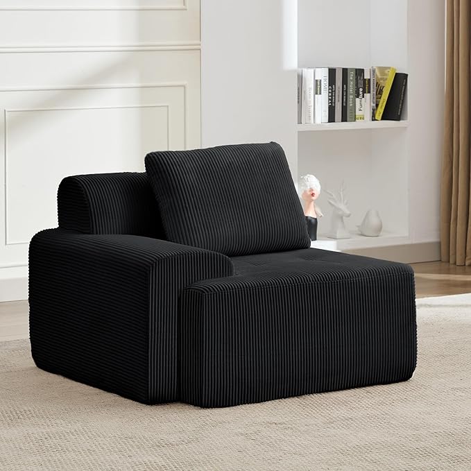 KIGOTY Modular Sectional Sofa, Comfy Cloud Sectional Couch with Left Armrest, Corner Couch, Modern Boneless Sofas for Living Room, No Assembly Required, Black