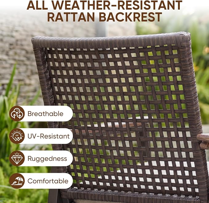 NATURAL EXPRESSIONS Outdoor Dining Set,Patio Table and Chairs Set with 4 Rattan Wicker Swivel Chairs,5 Piece Patio Dining Set for 4,36.6" Woodgrain Table with 1.65" Umbrella Hole,Patio Sets for Yard - Image 2