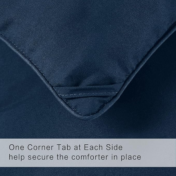 COHOME Premium Twin XL Size Comforter, All-Season Quilted Down Alternative Duvet Insert, Luxury Hotel GentleSoft Comforter with Anti-Clump Tech & 8 Tabs - Reversible - Navy Blue 68x92 inches