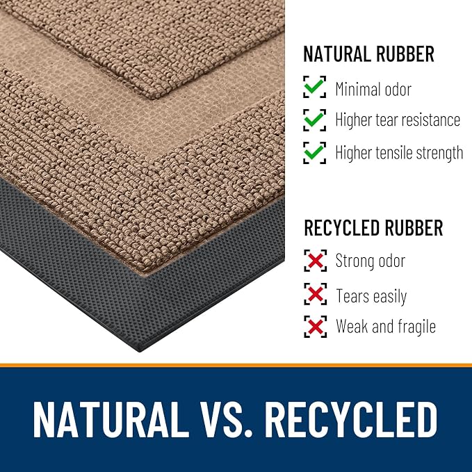 OLANLY Front Door Mat Indoor Outdoor Entrance, Waterproof All-Season, All-Weather Doormat, Sturdy Natural Rubber, Low Profile, Easy Clean Patio Porch Entryway Mat, 47x32, Mocha - Image 4