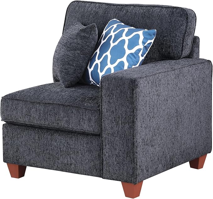 Ball & Cast 116" L-Shaped Sectional Couch with Movable Ottoman & 6 Throw Pillow,7 Seat Chenille Upholstered Sectional Sofa W/Wide Armrest,DIY Combination,Comfy Sectionals Set for Living Room,Dark Gray