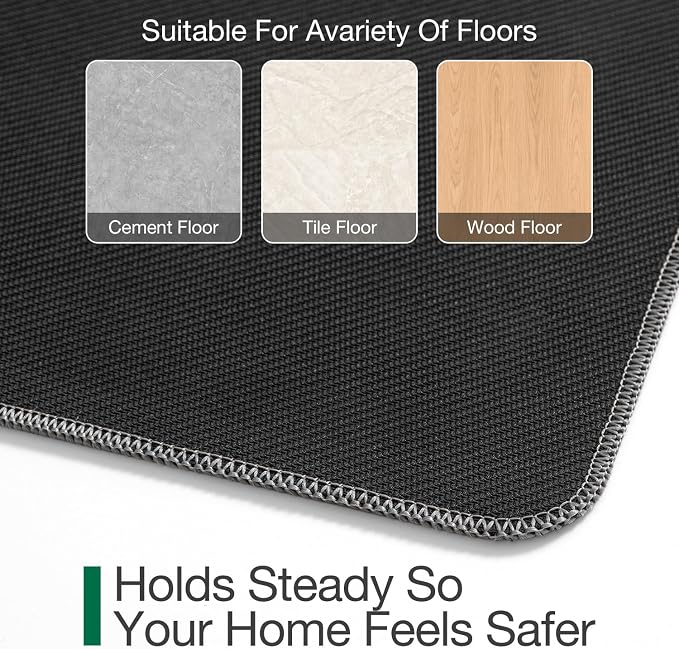 LUMI Ultra Thin Door Mat for Entryway, 24"x36" Low Profile Non Slip Rubber Backing Indoor Doormat, Easy Clean Welcome Entrance Mat for Inside House, Patio, Dark Grey - Image 8