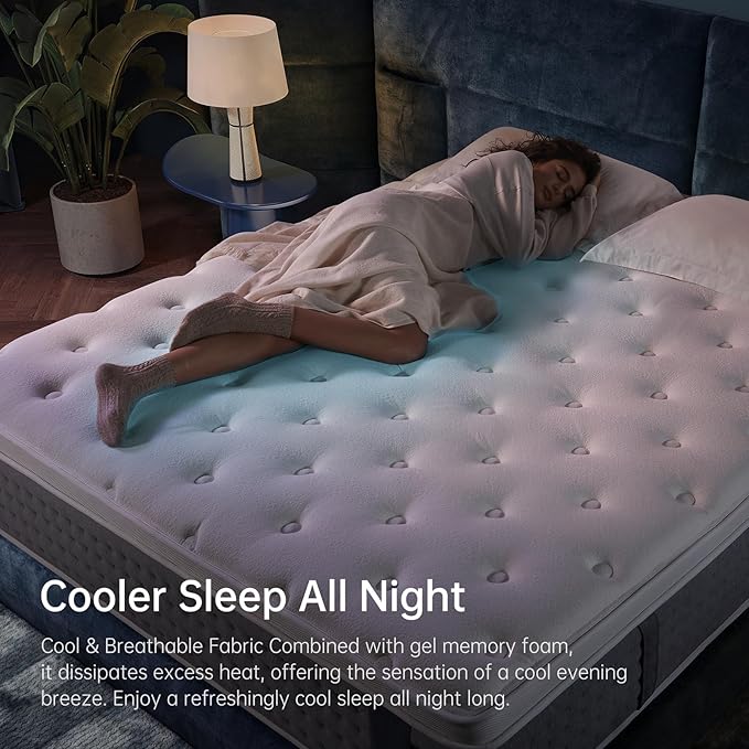 DCOOLAULTRA 12 Inch Full Size Mattress, Medium Firm Hybrid with Memory Foam & Individually Wrapped Coils, CertiPUR-US Certified, Fiberglass-Free Design