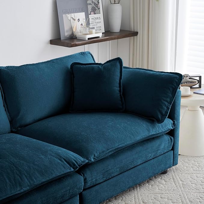 ERYE U-Shaped Oversized Sectional Sofa Modern Deep Seat Reversible Chaises Sofa&Couch with Movable Ottomans and 6 Pillows, Modular Sleeper Upholstered Couch for Living Room, Apartment, Studio, Office