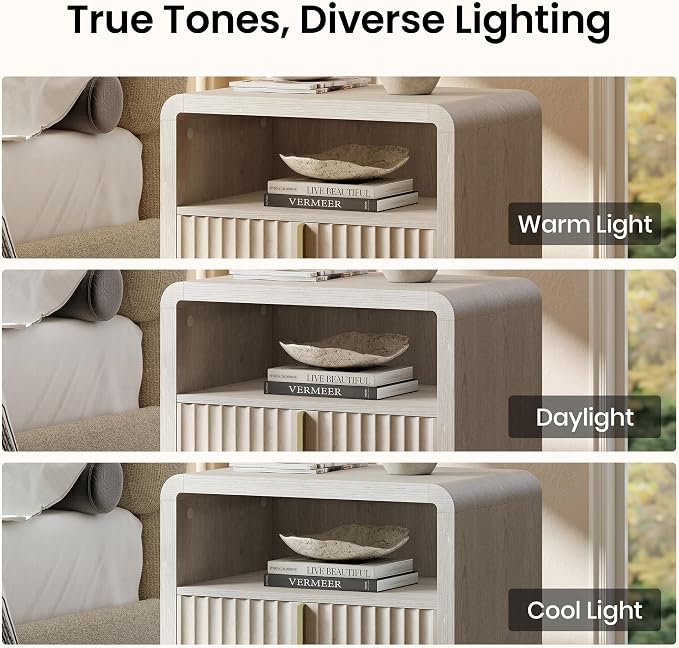 ModernMate Night Stand Set of 2, 23.6" Fluted Nightstand with 2 Drawers, Curve Profile Bedside Table with Solid Metal Handle, Thicken End Side Table for Bedroom, White Alder - Image 8