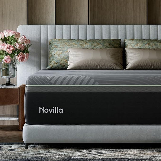 Novilla Twin Memory Foam Mattress, 10 Inch Twin Mattress with AiryFlow Cooling System for Cool Night Sleep, Pressure Relief, Ergonomic Dual-Layer Support, CertiPUR-US Certified, Medium Firm