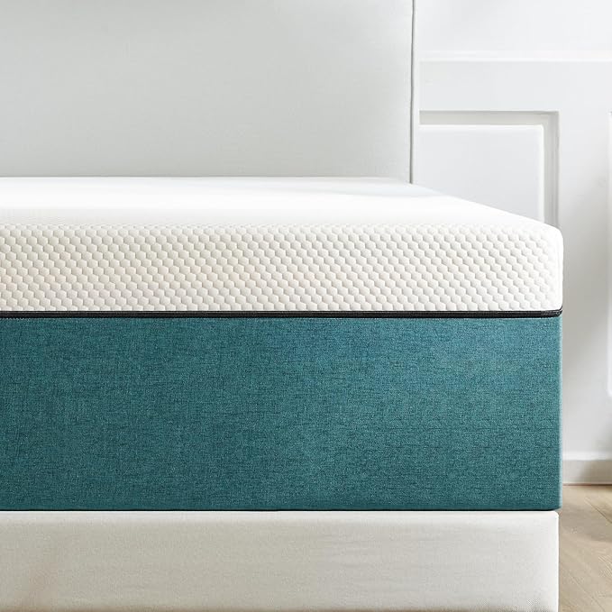Queen Mattress,10 Inch No Fiberglass Gel Memory Foam Queen Size Mattress in a Box,Pressure Relief with Medium Firm Support,80" X 60" X 10",Medium Firm,Blue