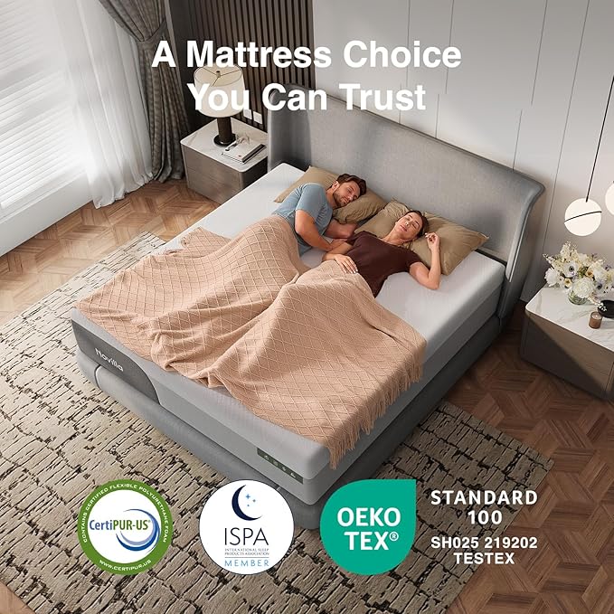 Novilla 12 Inch Twin Mattress for Kids, Gel-Infused Bliss Cooling Memory Foam Mattress Twin in a Box with Cool-Touch Nylon Cover, Pressure Relief & Body Support with CertiPUR-US Certified Foam