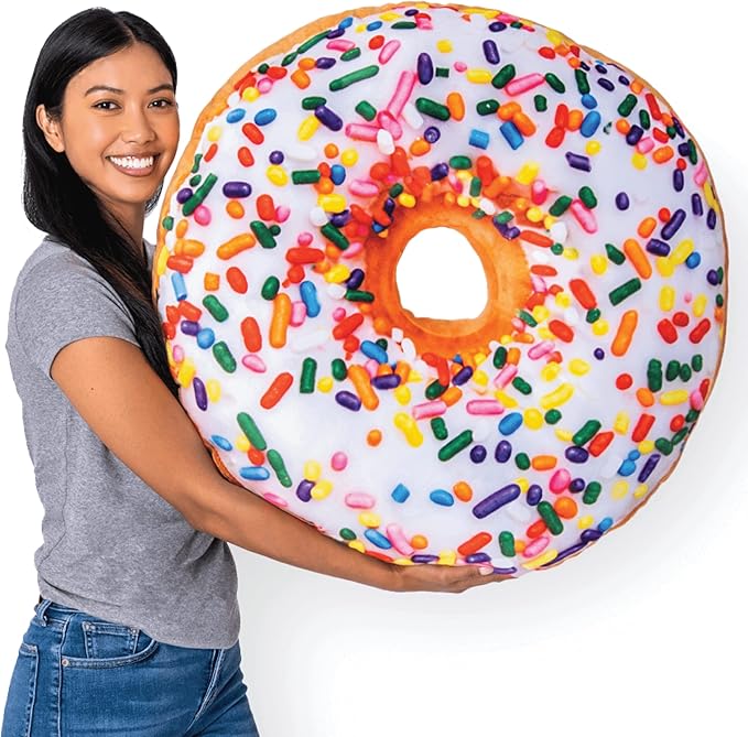Much Comfort 31" 3D Sprinkle Donut Throw Pillow - Made with Super Soft & Ultra Premium Fabric - Cute, Comfortable, Plush Stuffed Doughnut Cake Cushion for Home Decor - Best Funny or Teen Gift - Large
