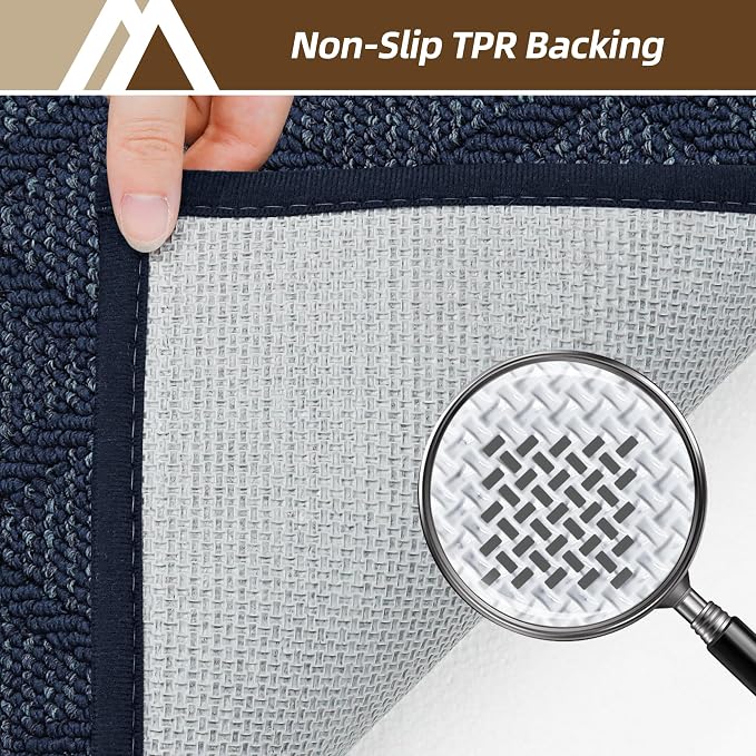 COSY HOMEER Non-Slip Door Mat 24"x36", Entryway Rugs Low Profile Absorbent Dirt Trapper Doormat for Front Entrance, Washable Polypropylene Entry Mat (Blue) - Image 4