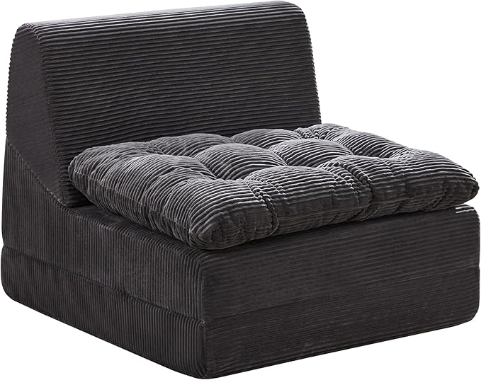 Hobestluk Sofa Couch Folding Sofa Bed Comfy Floor Lounger Convertible Sofa with Removable Cushion Couches for Small Spaces Foldable Mattress for Living Room Bedroom or Office (Cordury Grey, Large)